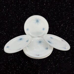 Vintage‎ Easterling Plate Dish Set 5 Star Porcelain Ceramic Mid Century 8.25"W